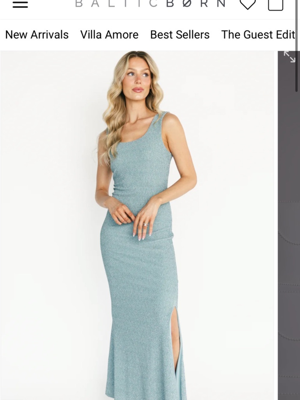 Baltic Born Shimmery Aqua One-Shoulder Maxi Dress